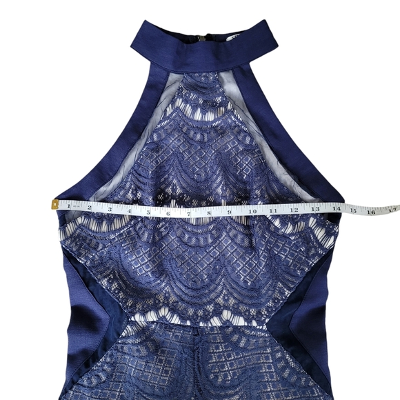 Shareen Collections Blue Lace & Mesh Bodycon Mini Dress Party Wedding Date - Picture 6 of 9